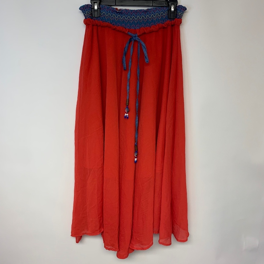 Red Maxi FlowyWhimsigoth Fairycore Gypsy Boho Unique Dance Bustle SZ S(est)